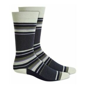 ALFANI Mens Navy Multi-Stripe Dot Dress Crew Socks